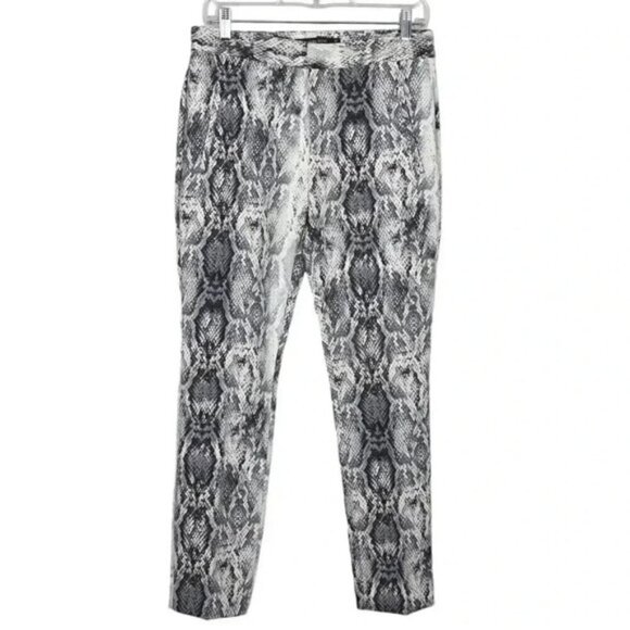 Zara Faux Snakeskin Pants Ankle Trousers Gray White Size Small - Picture 8 of 16